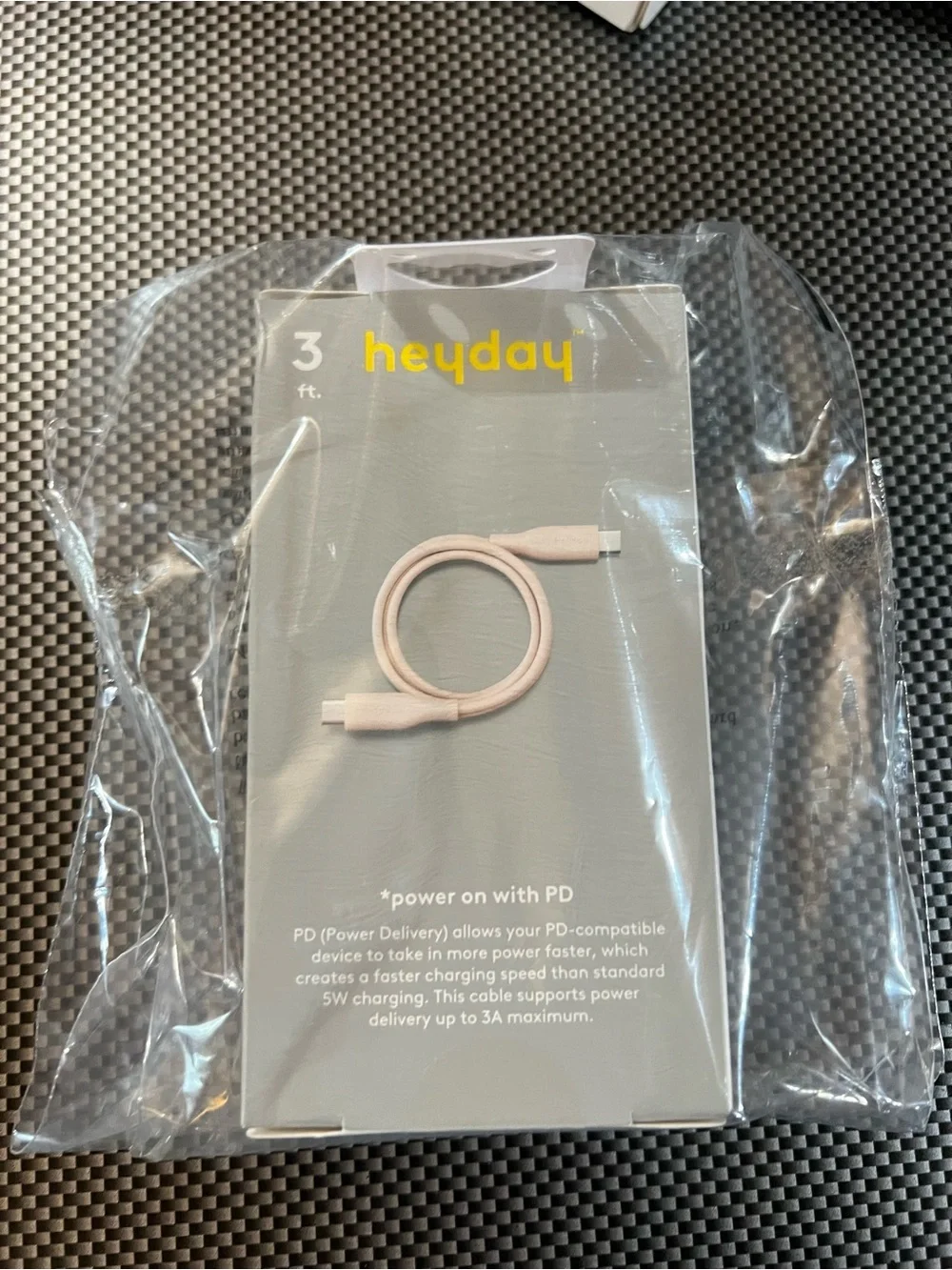 heyday USB-C to USB-C Fast Charging Cable - Light Pink